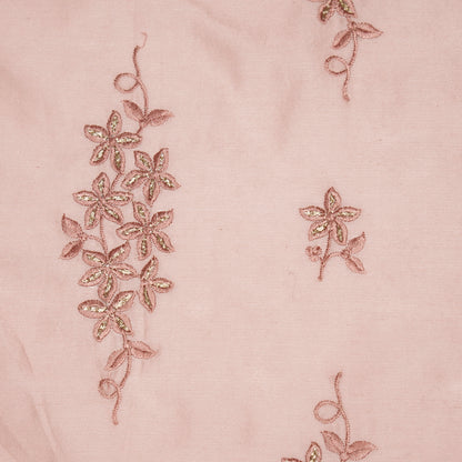 Afra Blush Chanderi Embroidered Fabric in Buta Buti Pattern