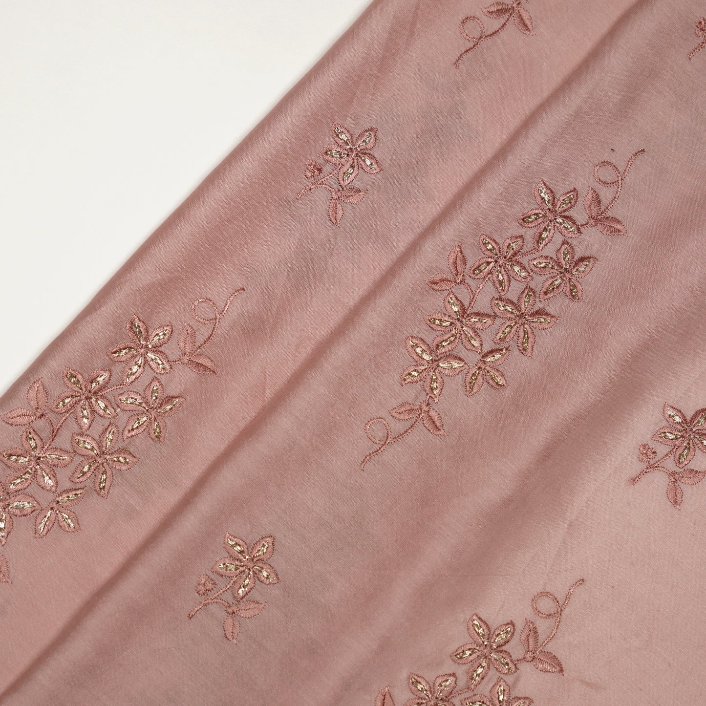 Afra Blush Chanderi Embroidered Fabric in Buta Buti Pattern