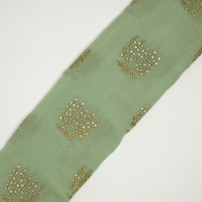 Aina Sea Green Viscose Georgette Embroidered Fabric in Buta Pattern