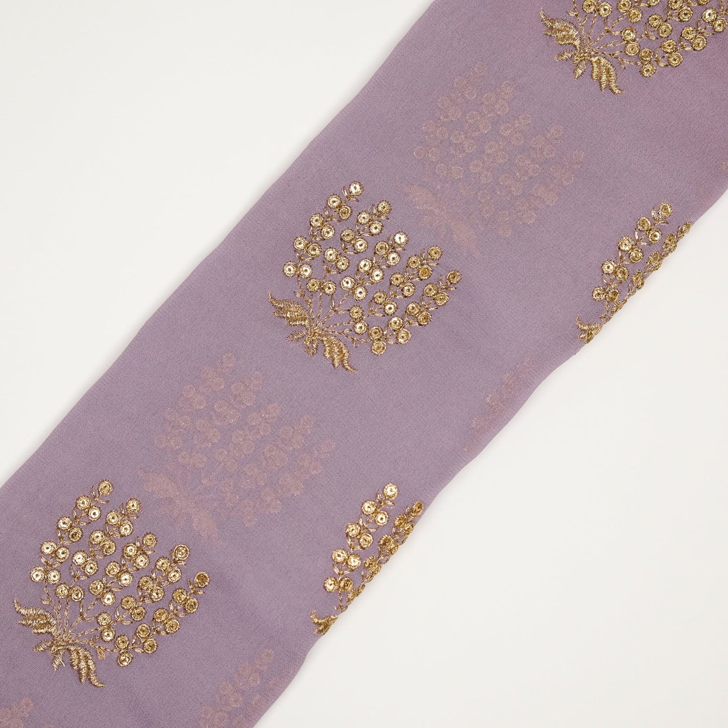 Aina Mauve Viscose Georgette Embroidered Fabric in Buta Pattern