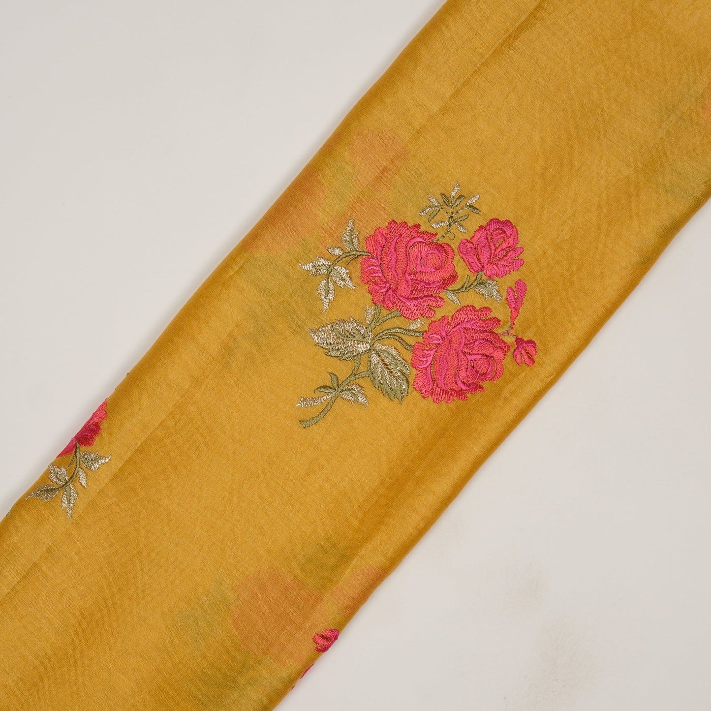 Nuryn Gold  Chanderi Embroidered Fabric in Floral Buta Pattern