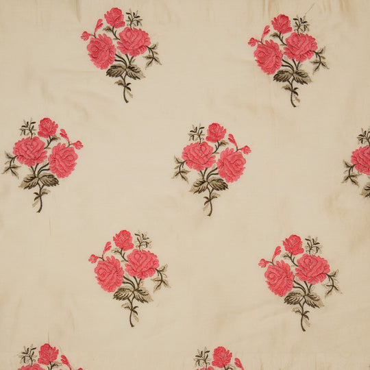 Nuryn Cream Chanderi Embroidered Fabric in Floral Buta Pattern