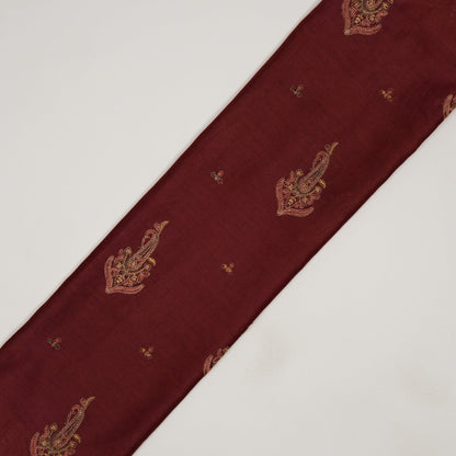 Shumaila Maroon Chanderi Embroidered Fabric in Buta Buti Mixture Pattern