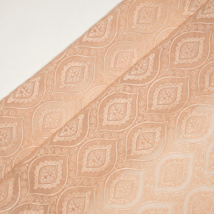 Azmat Light Peach Mul Chanderi Embroidered Fabric in Jaal Pattern