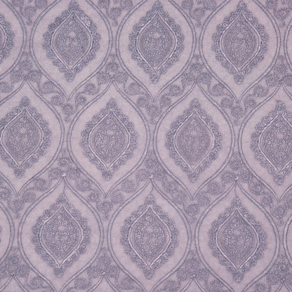 Azmat Lilac Mul Chanderi Embroidered Fabric in Jaal Pattern