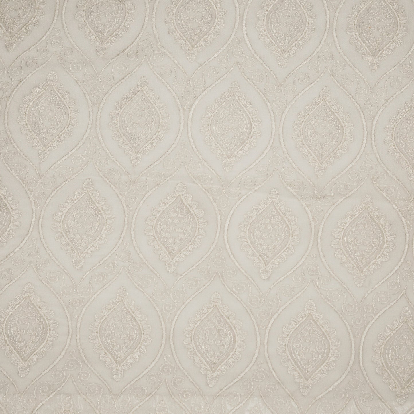 Azmat Natural Ivory Mul Chanderi Embroidered Fabric in Jaal Pattern