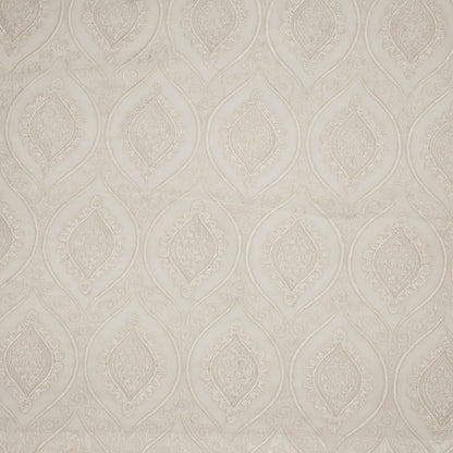 Azmat Natural Ivory Mul Chanderi Embroidered Fabric in Jaal Pattern