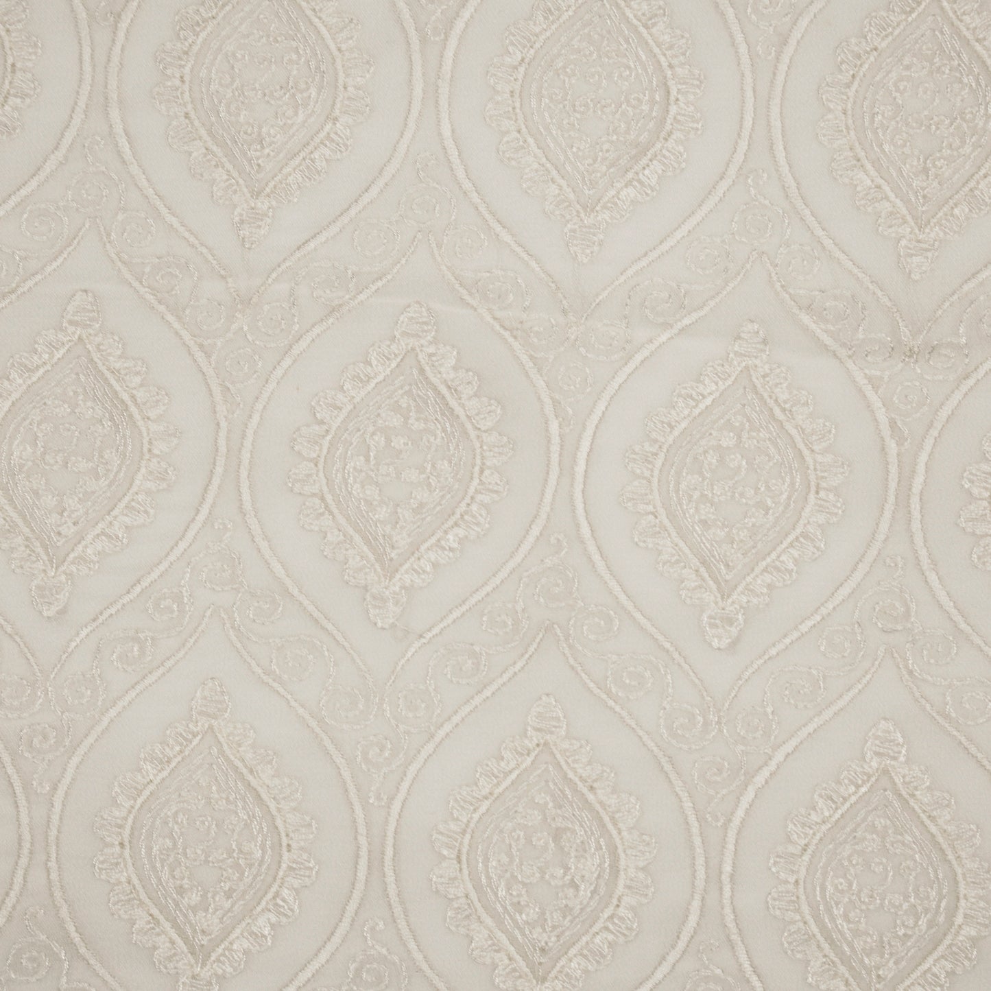 Azmat Natural Ivory Mul Chanderi Embroidered Fabric in Jaal Pattern