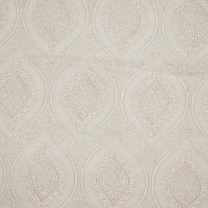 Azmat Natural Ivory Mul Chanderi Embroidered Fabric in Jaal Pattern