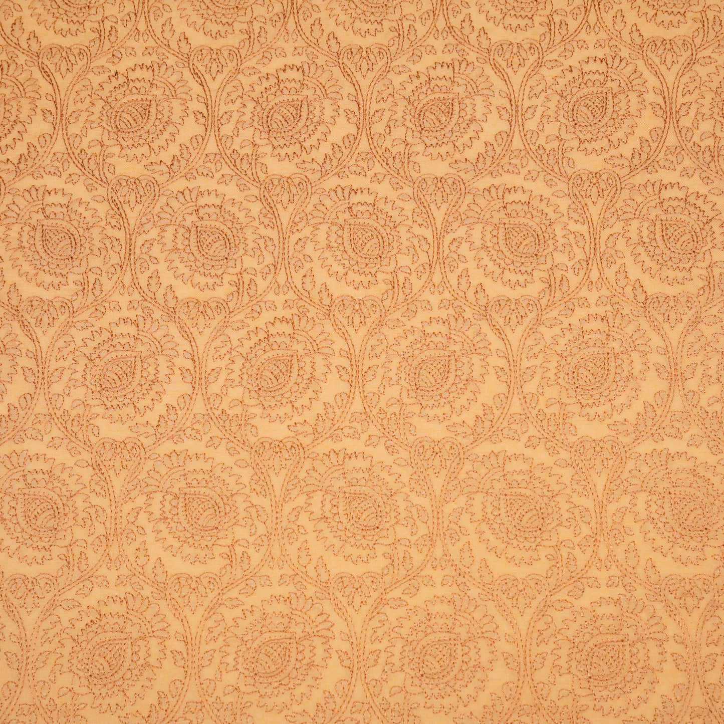 Saba Mango Chanderi Embroidered Fabric in Jaal Pattern