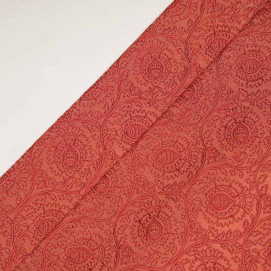 Saba Rust Chanderi Embroidered Fabric in Jaal Pattern