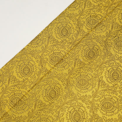 Saba Mustard Chanderi Embroidered Fabric in Jaal Pattern