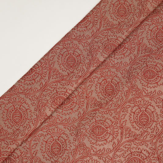 Saba Camel Chanderi Embroidered Fabric in Jaal Pattern