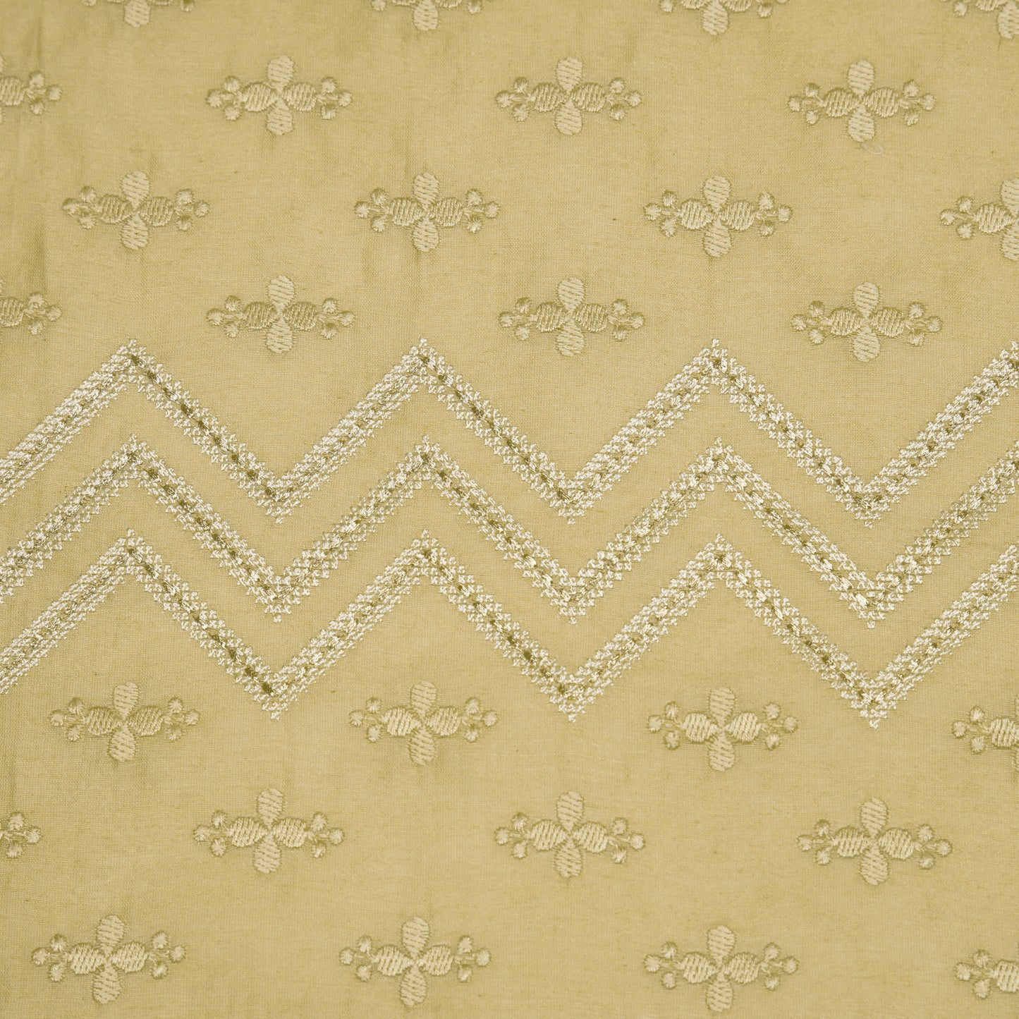 Umi Beige Dola Silk Embroidered Fabric in Jaal Pattern