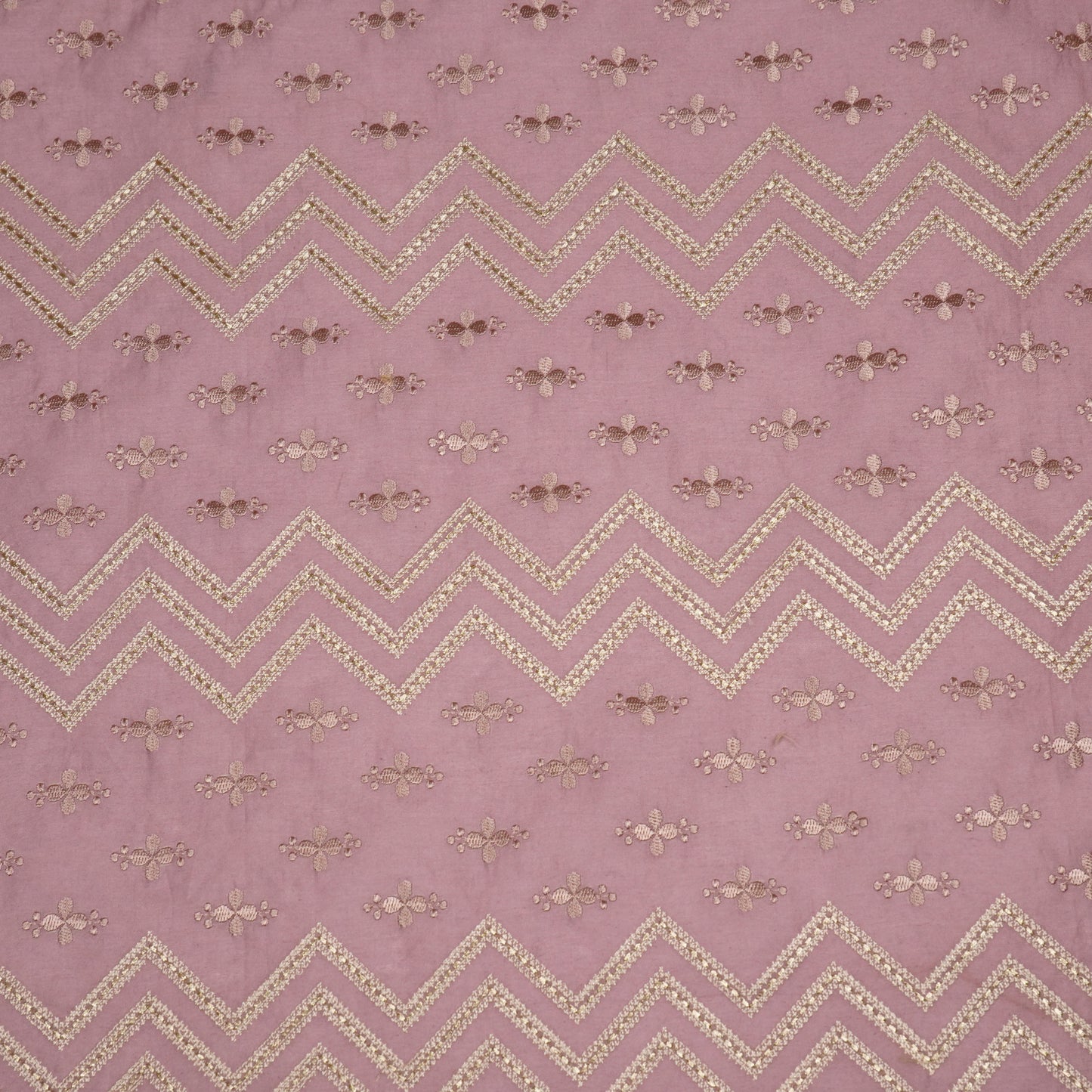 Umi Deep Mauve Dola Silk Embroidered Fabric in Jaal Pattern