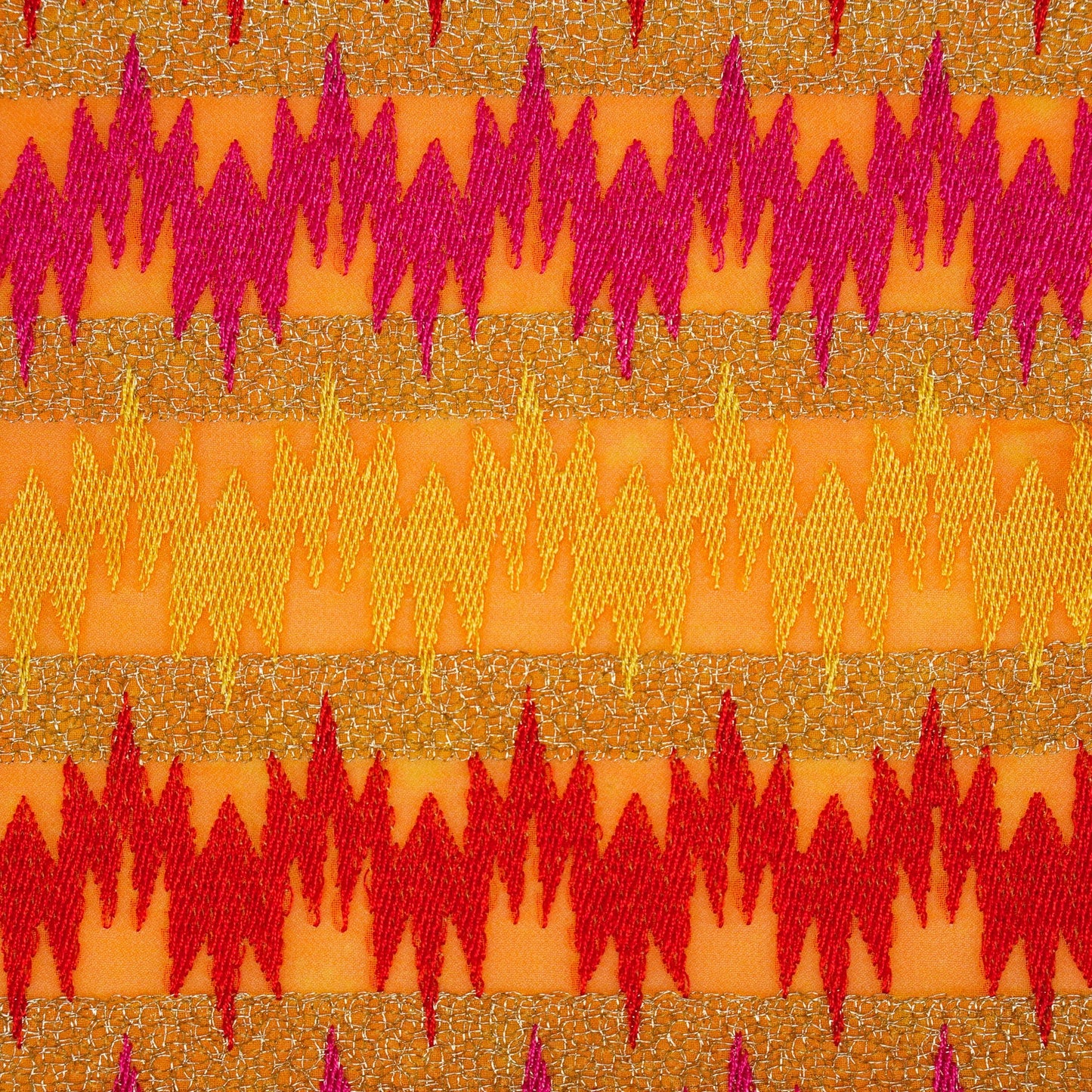 Namya Orange Chanderi Embroidered Fabric in Jaal Pattern