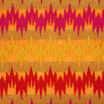 Namya Orange Chanderi Embroidered Fabric in Jaal Pattern