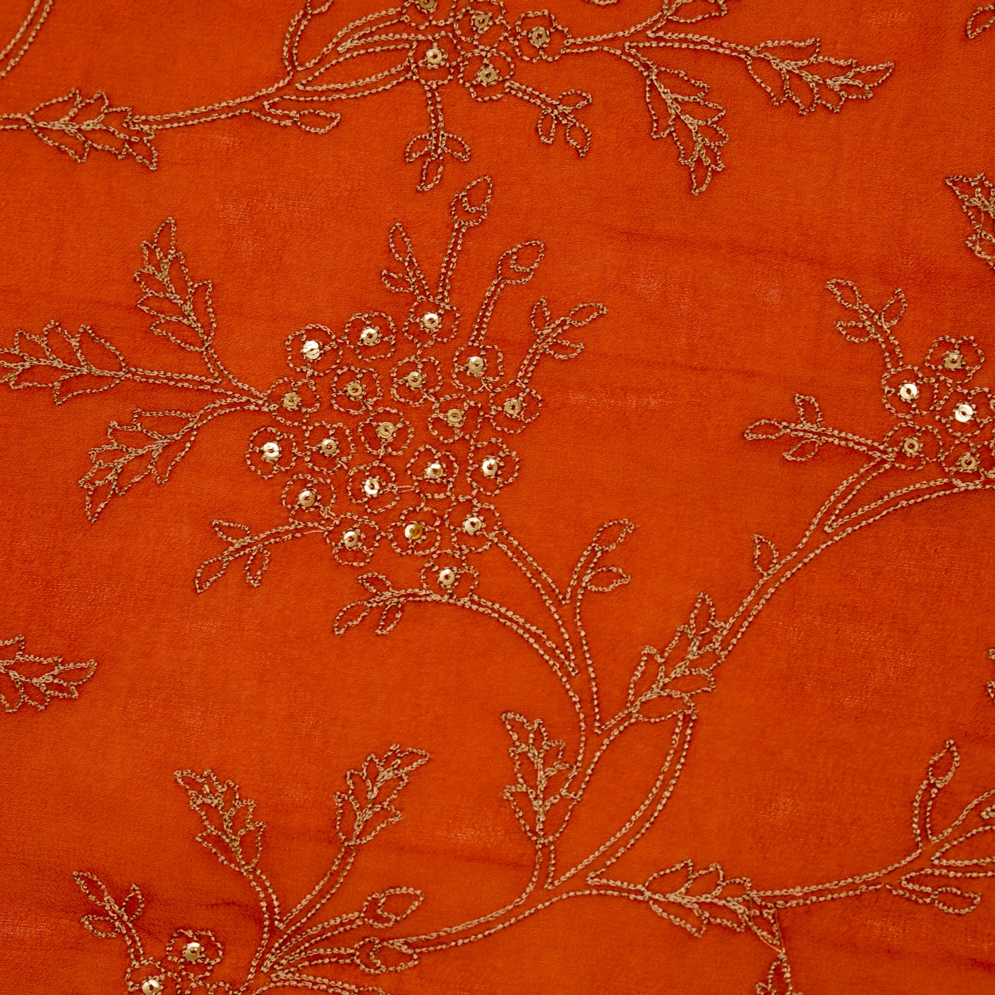 Shida Red Viscose Georgette Embroidered Fabric in Jaal Pattern