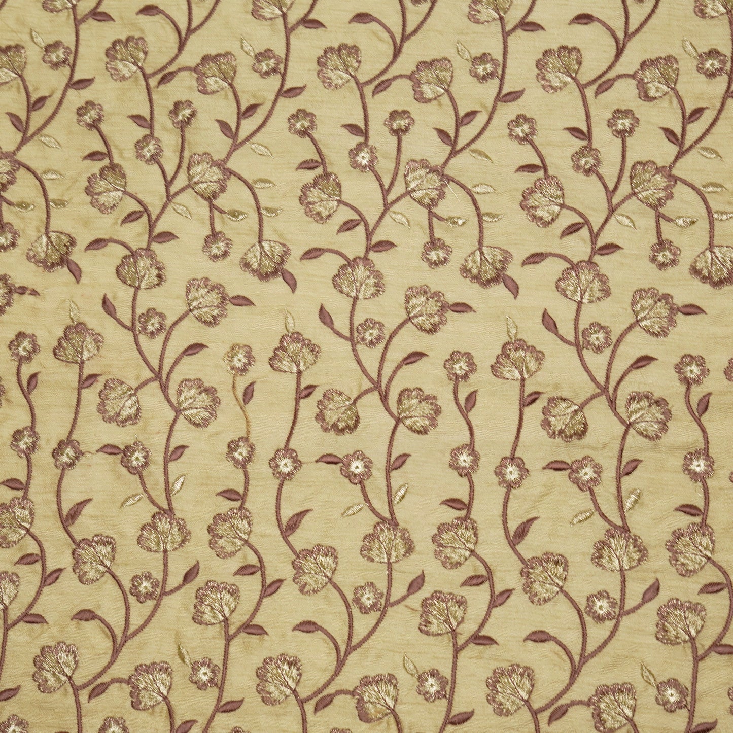 Ismat Beige Dola Silk Embroidered Fabric in Jaal Pattern