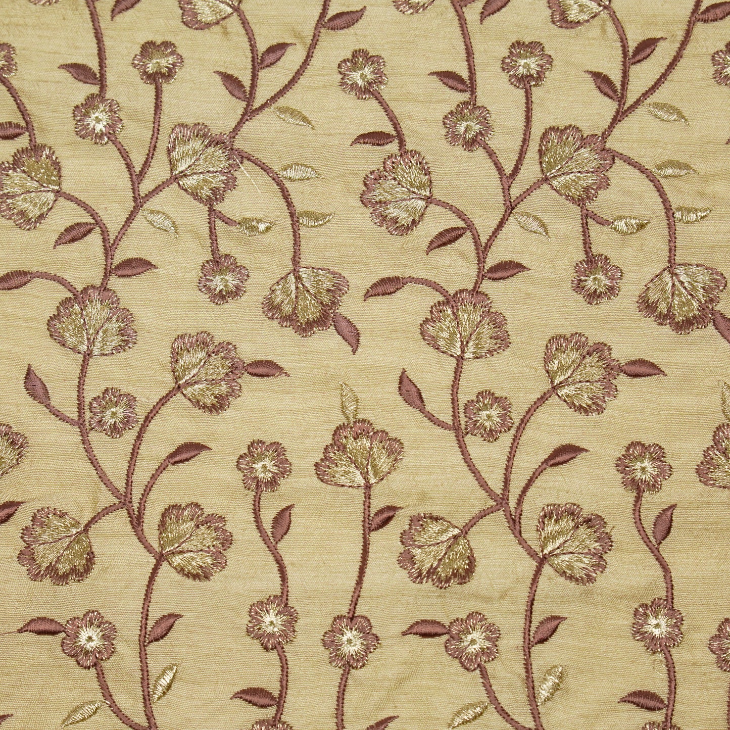 Ismat Beige Dola Silk Embroidered Fabric in Jaal Pattern