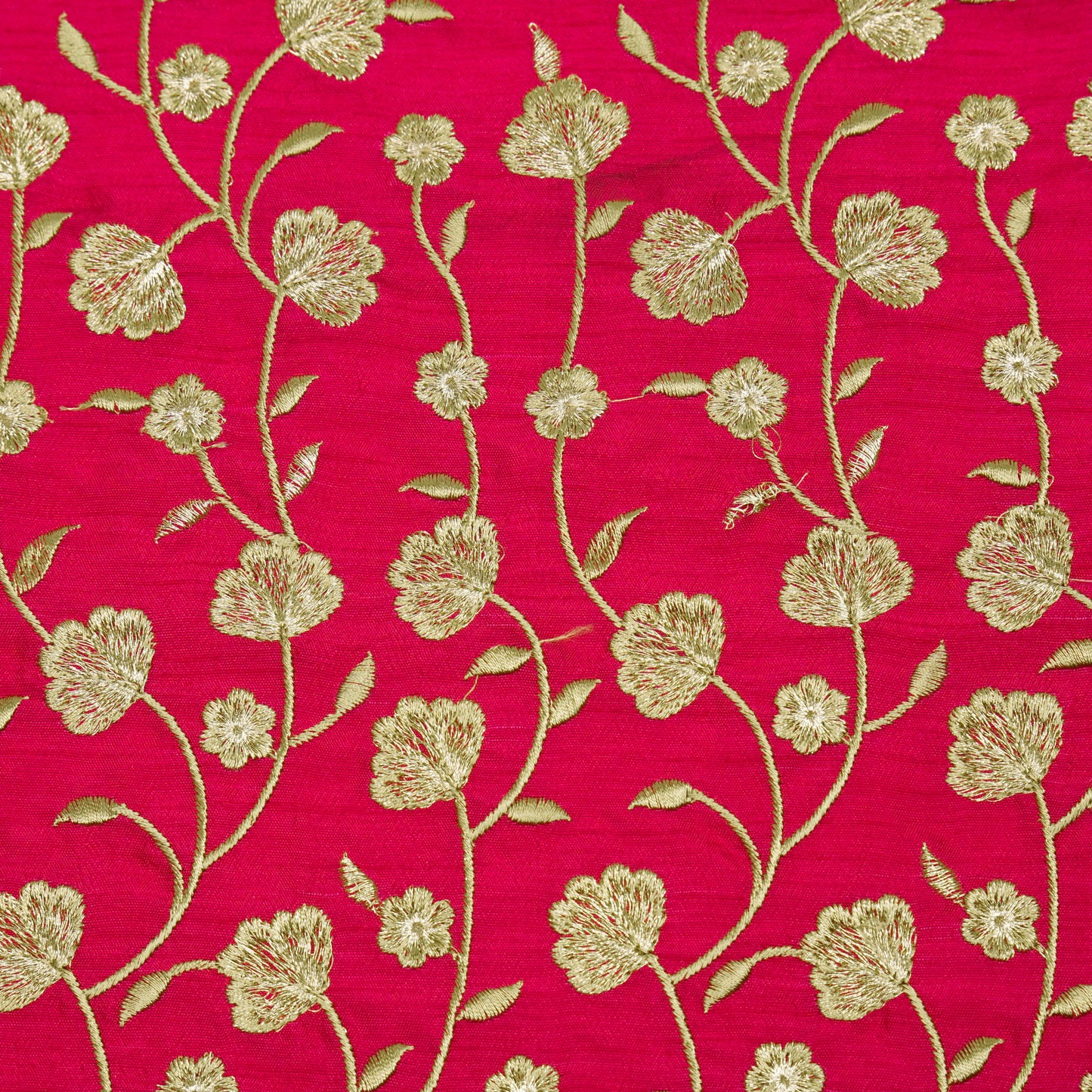 Ismat Fuxia Dola Silk Embroidered Fabric in Jaal Pattern