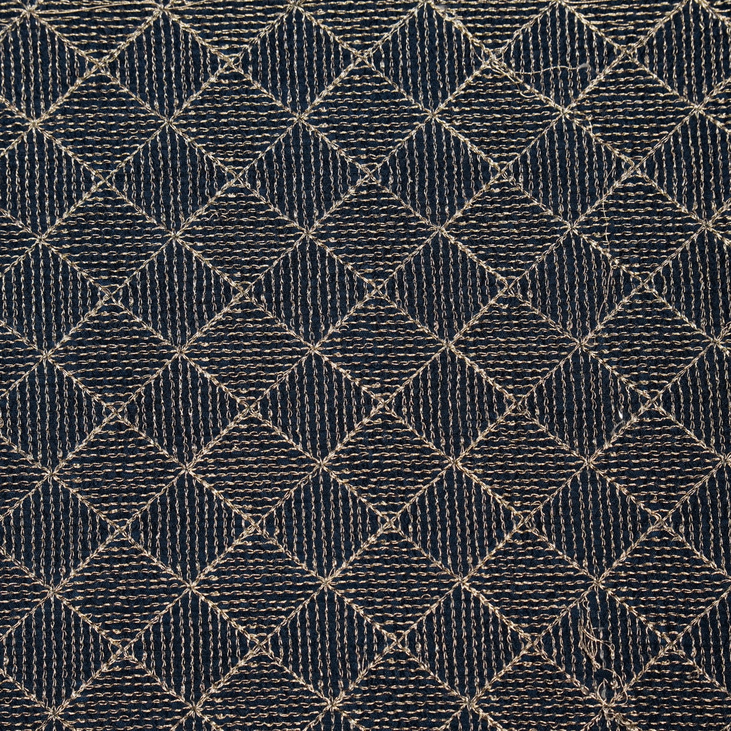 Rafik Navy Blue Silk Embroidered Fabric in Jaal Pattern