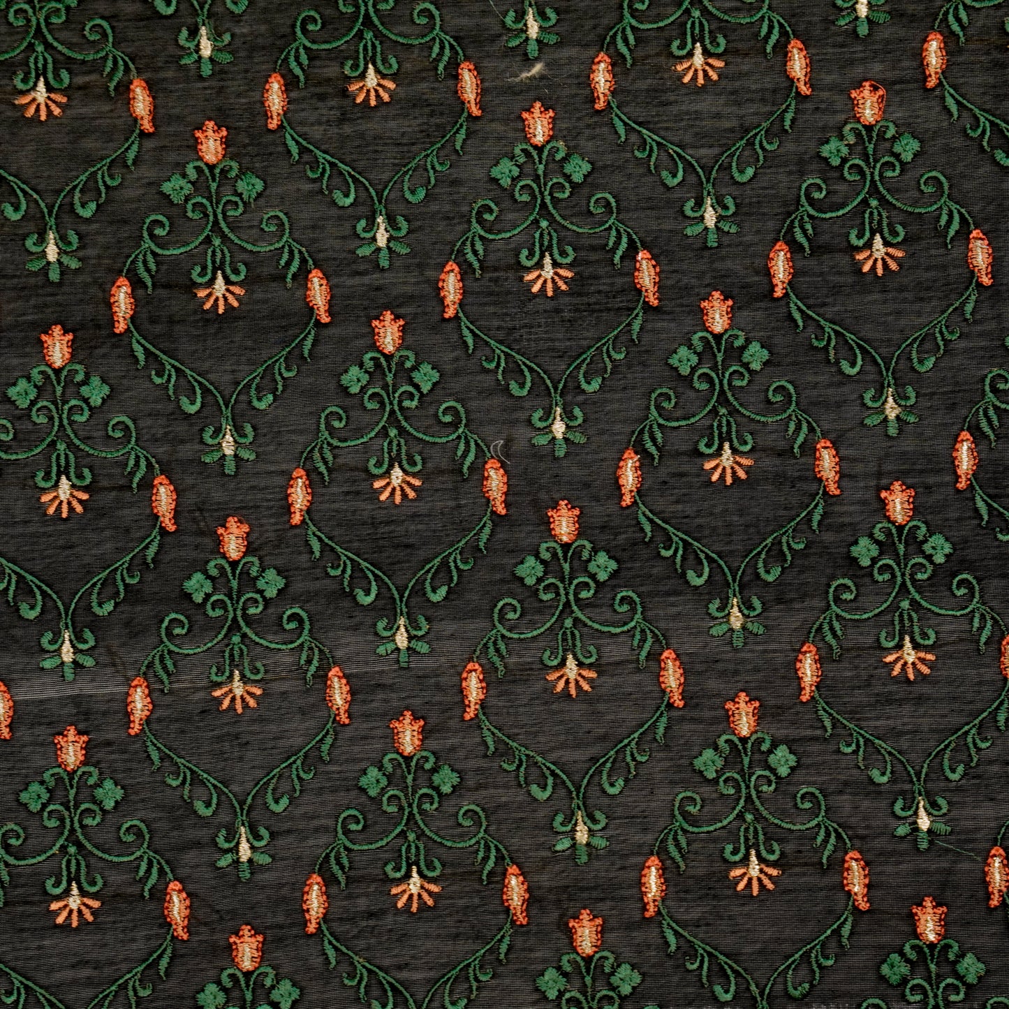 Raza  Black Chanderi Embroidered Fabric in Jaal Pattern