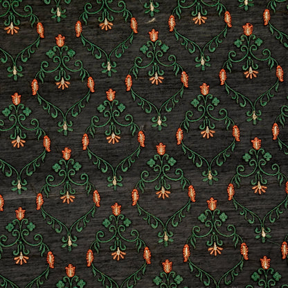 Raza  Black Chanderi Embroidered Fabric in Jaal Pattern