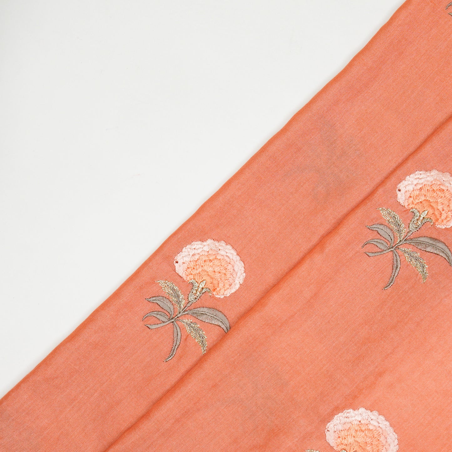 Aarani Deep Gajari Chanderi Embroidered Fabric in Buta