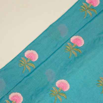 Aarani Sky Blue Chanderi Embroidered Fabric in Buta