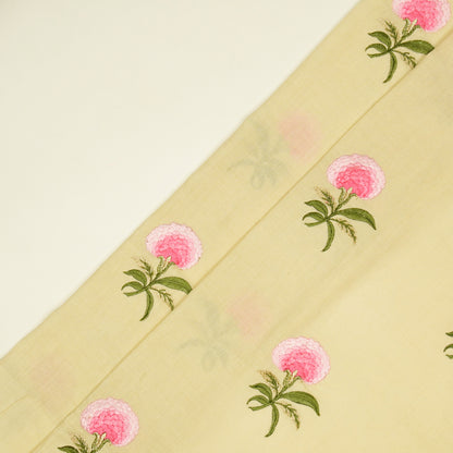 Aarani Cream Chanderi Embroidered Fabric in Buta