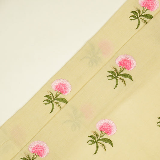 Aarani Cream Chanderi Embroidered Fabric in Buta