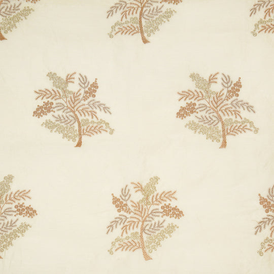 Lutifi Cream Chanderi Embroidered Fabric in Buta Pattern