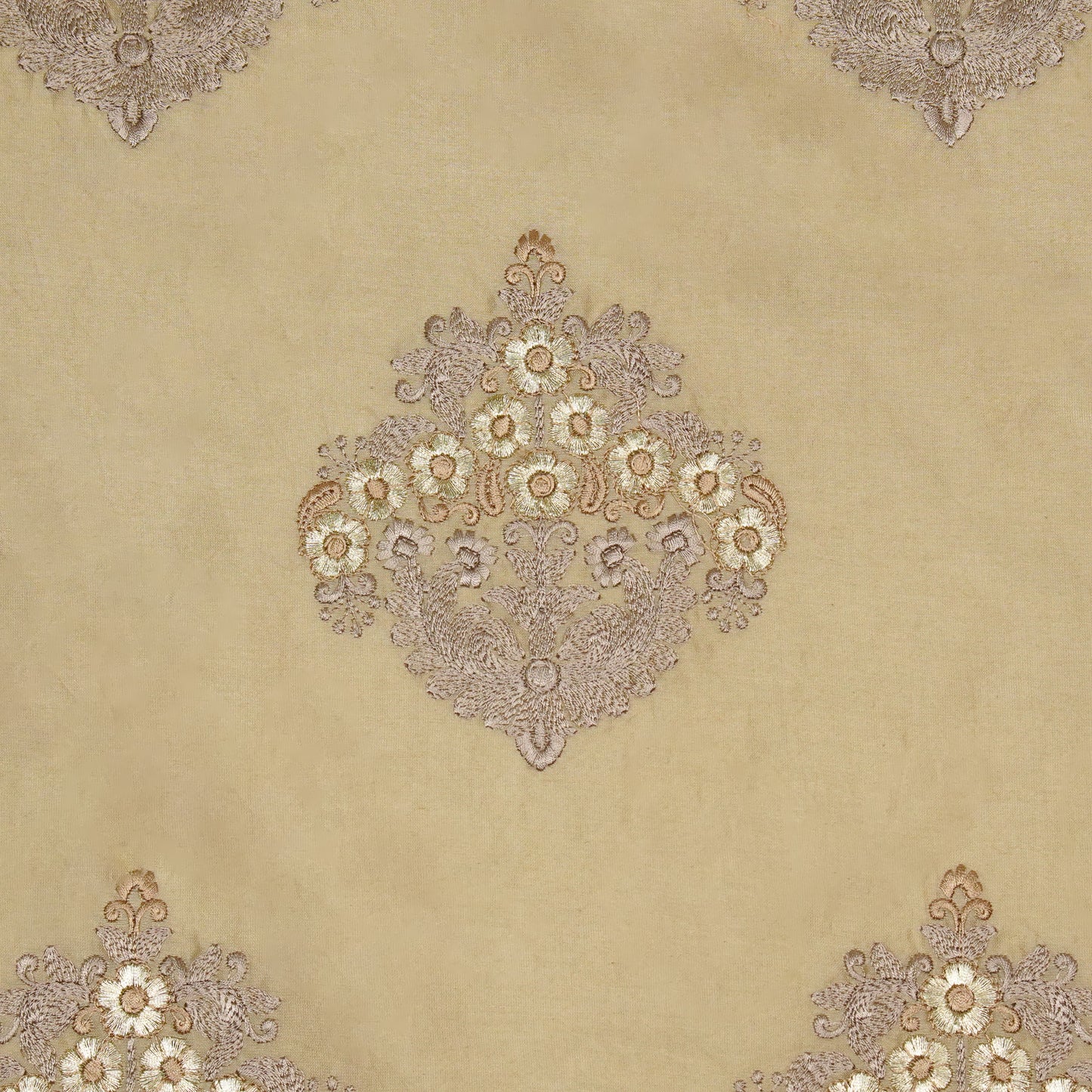 Famya Beige Chanderi Embroidered Fabric in Buta Pattern