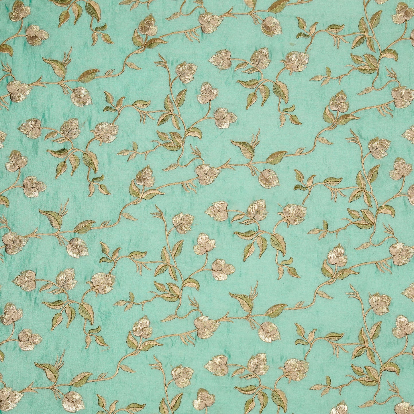 Rahima Turquoise Chanderi Embroidered Fabric in Jaal Pattern