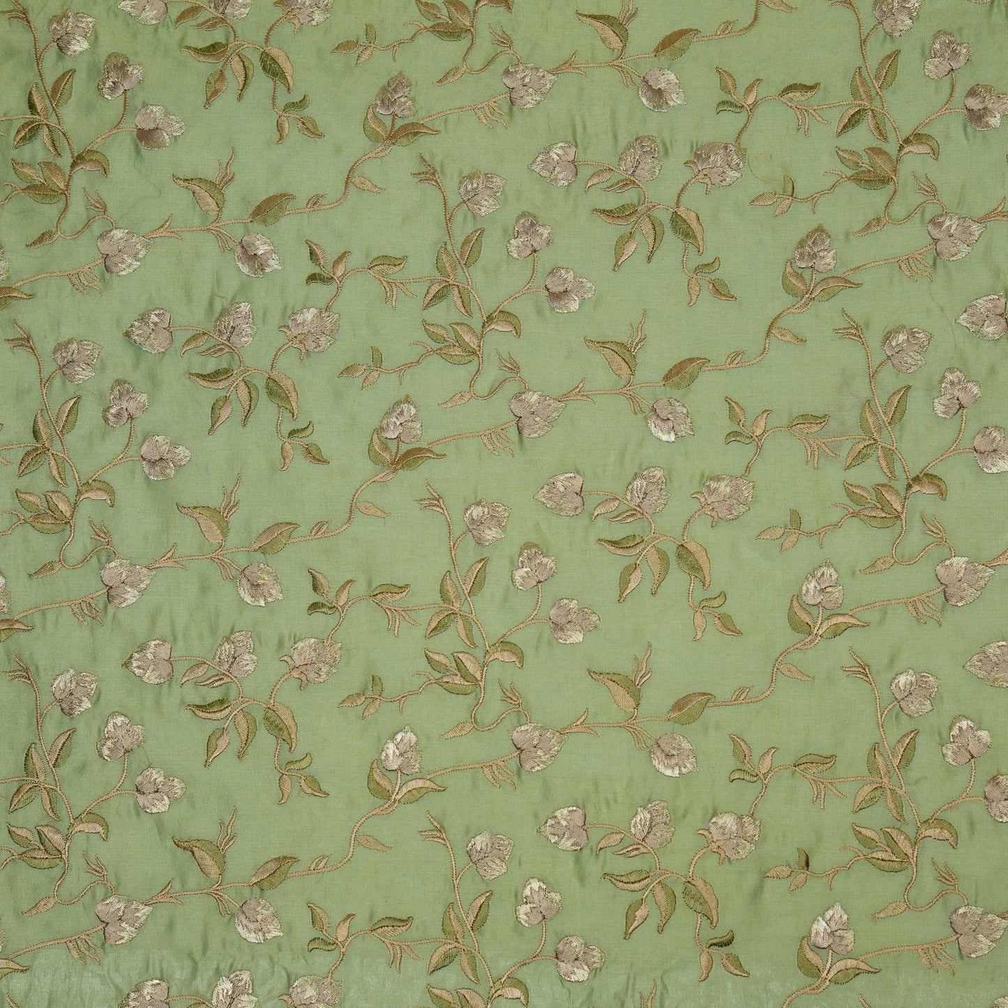 Rahima Sea Green Chanderi Embroidered Fabric in Jaal Pattern