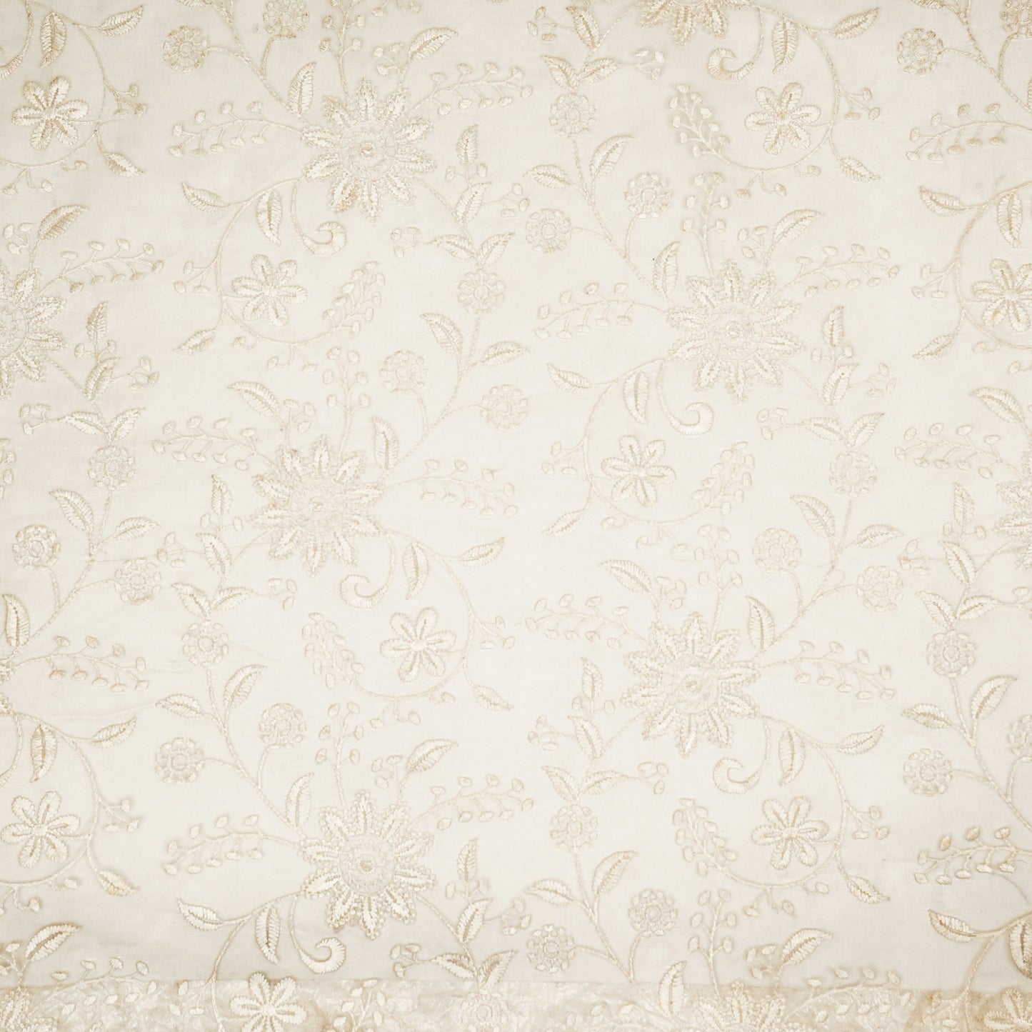 Esita Ivory Viscose Organza  Embroidered Fabric in Jaal Pattern