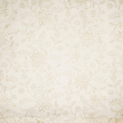 Esita Ivory Viscose Organza  Embroidered Fabric in Jaal Pattern