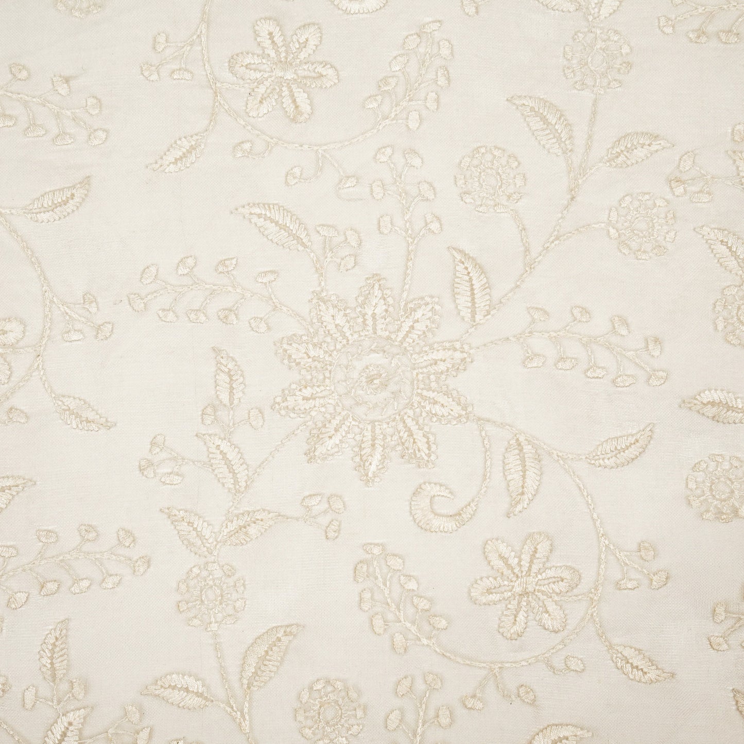 Esita Ivory Viscose Organza  Embroidered Fabric in Jaal Pattern