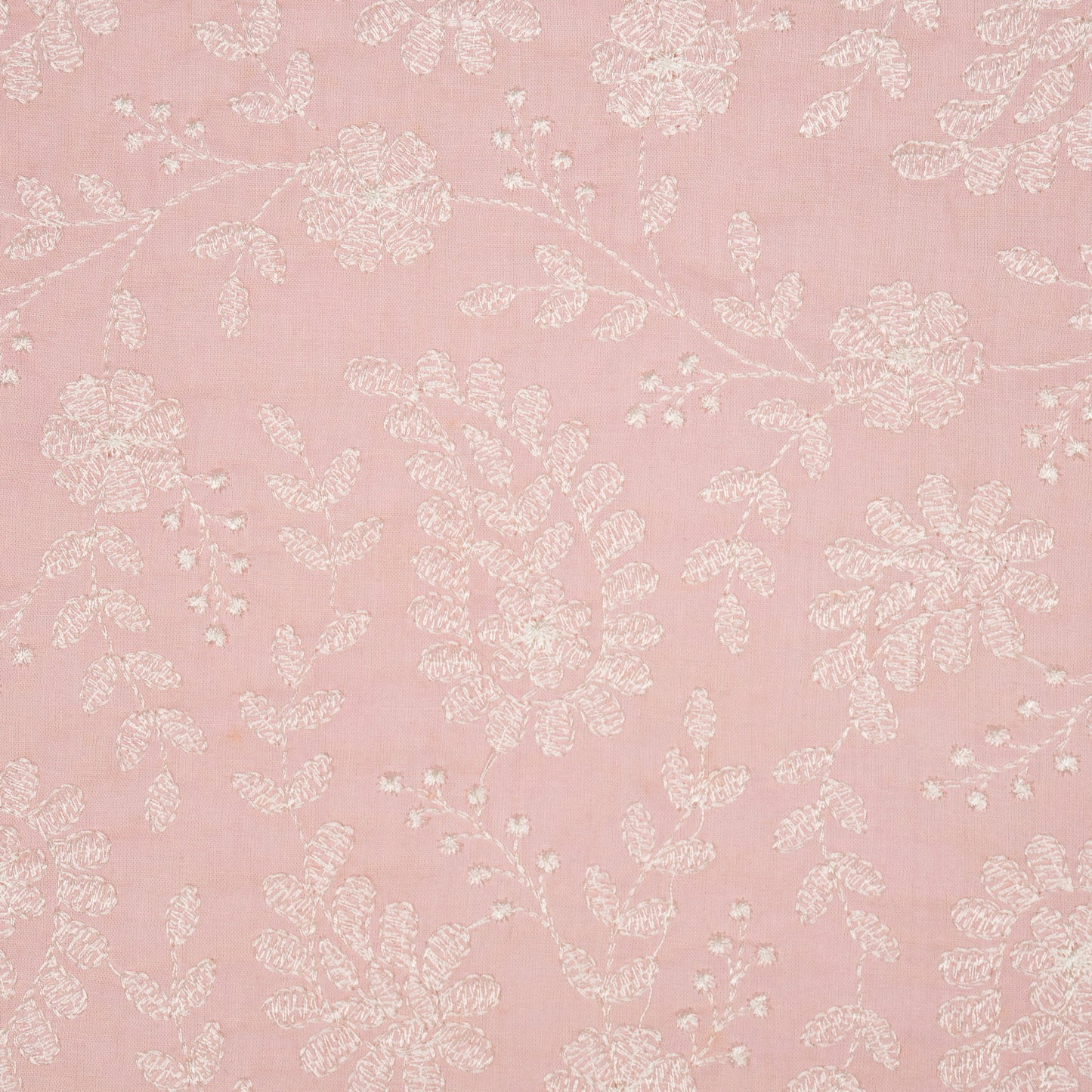 Daania Baby Pink Cotton Embroidered Fabric in Jaal Pattern