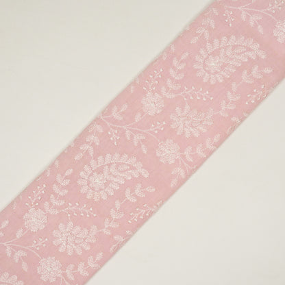 Daania Baby Pink Cotton Embroidered Fabric in Jaal Pattern