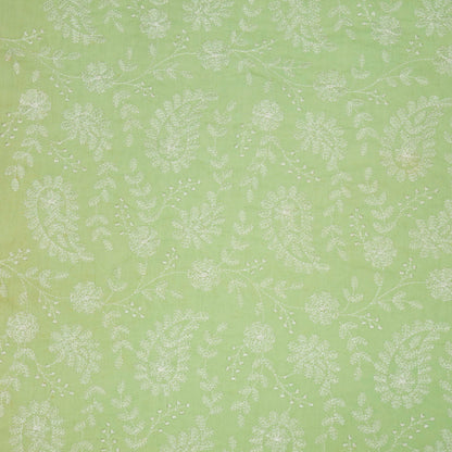 Daania Light Sea Green Cotton Embroidered Fabric in Jaal Pattern