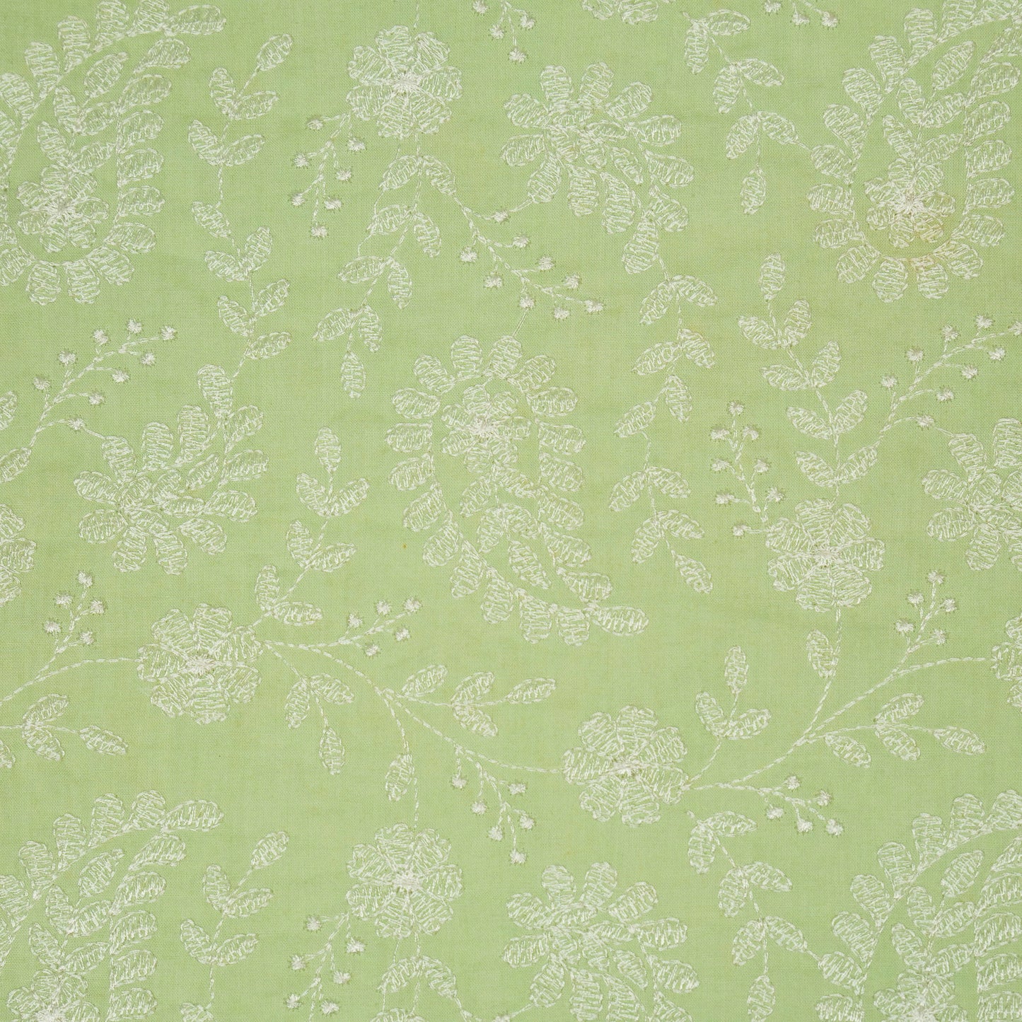 Daania Light Sea Green Cotton Embroidered Fabric in Jaal Pattern