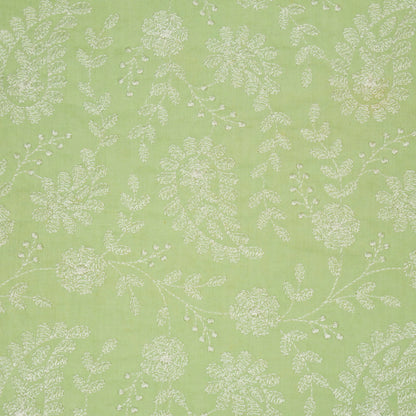 Daania Light Sea Green Cotton Embroidered Fabric in Jaal Pattern