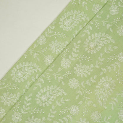 Daania Light Sea Green Cotton Embroidered Fabric in Jaal Pattern