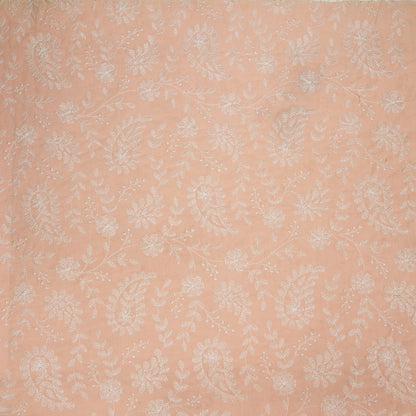 Daania Peach Cotton Embroidered Fabric in Jaal Pattern