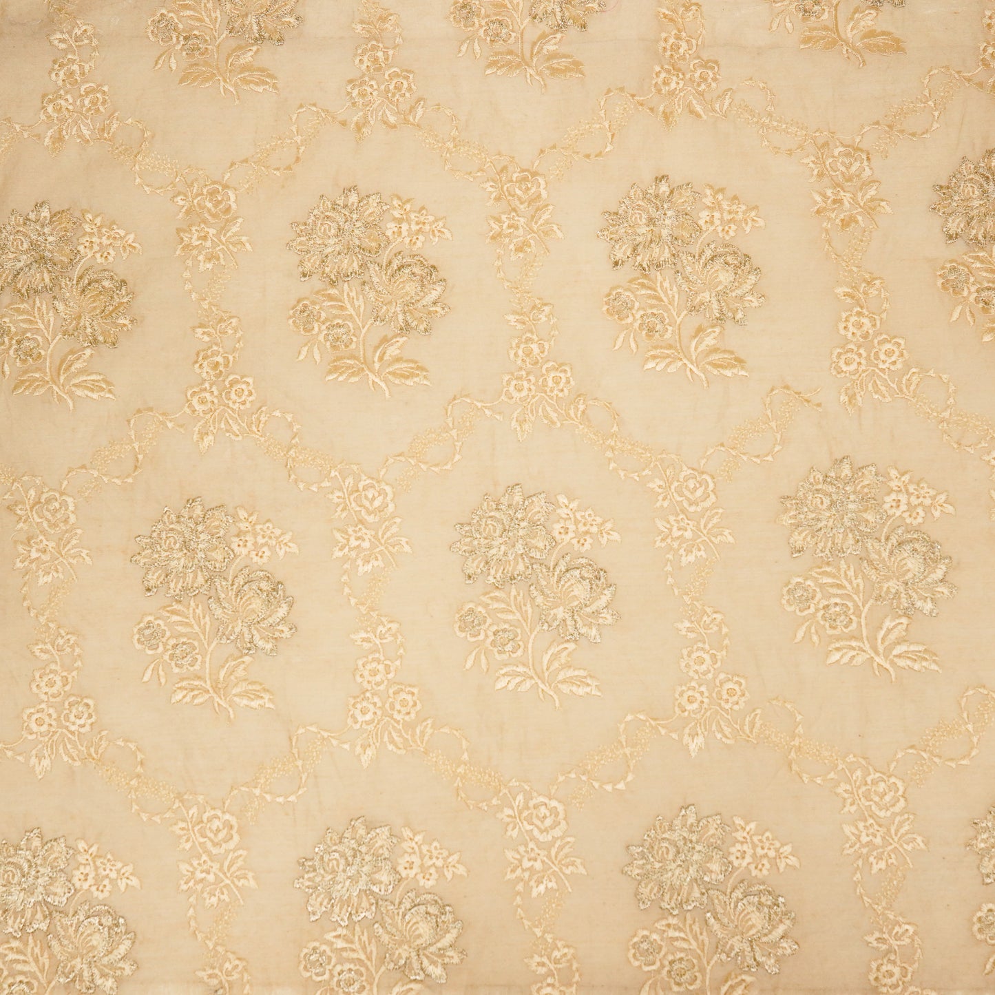 Nurul Beige/Cream Chanderi Embroidered Fabric in Jaal Pattern