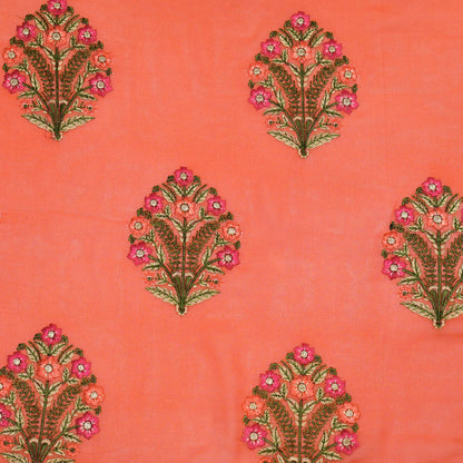 Ifra Dusky Fuxia Viscose Georgette Embroidered Fabric in Buta Pattern