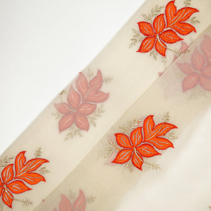Shiza Cream Viscose Georgette Embroidered Fabric in Buta Pattern