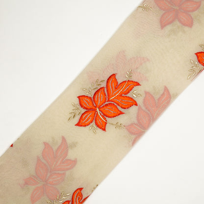 Shiza Cream Viscose Georgette Embroidered Fabric in Buta Pattern